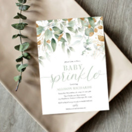 Elegant könsneutrala grönare guld baby sprinkle inbjudningar