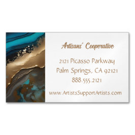 Elegant, konstgjord abstrakt, guld magnetiska visitkort