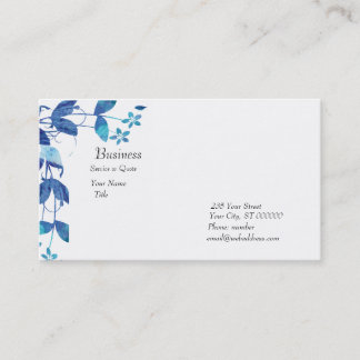 Elegant konstnärlig blåttvattenfärgblommigt visitkort