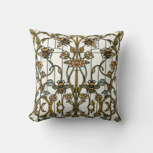 Elegant konstnärlig jugendstil botanisk bikupa gl kudde