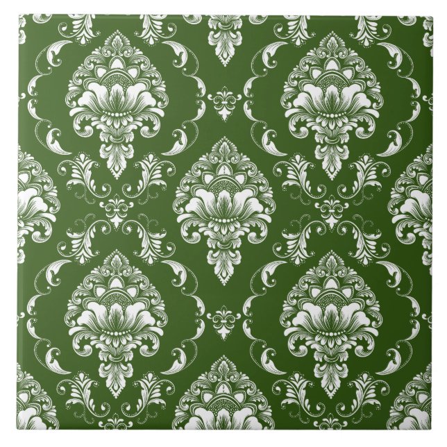 Elegant kontrast klassisk mönster Victorian-grönt Kakelplatta (Framsidan)