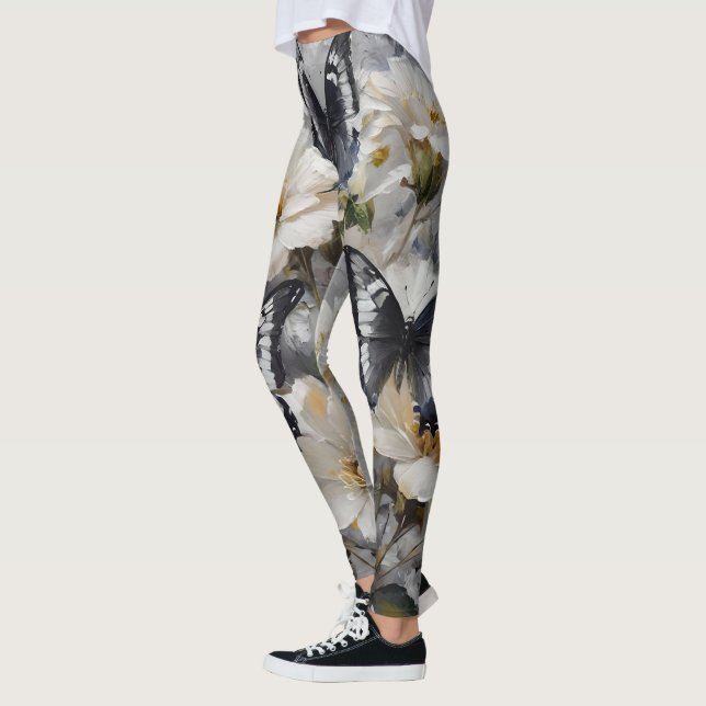 "Elegant kontrast: Svart och vitt smör Leggings (Vänster)