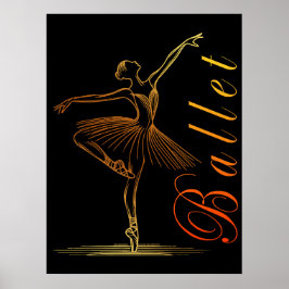 Elegant Kontur av en Balettdansös som Utför Balett Poster