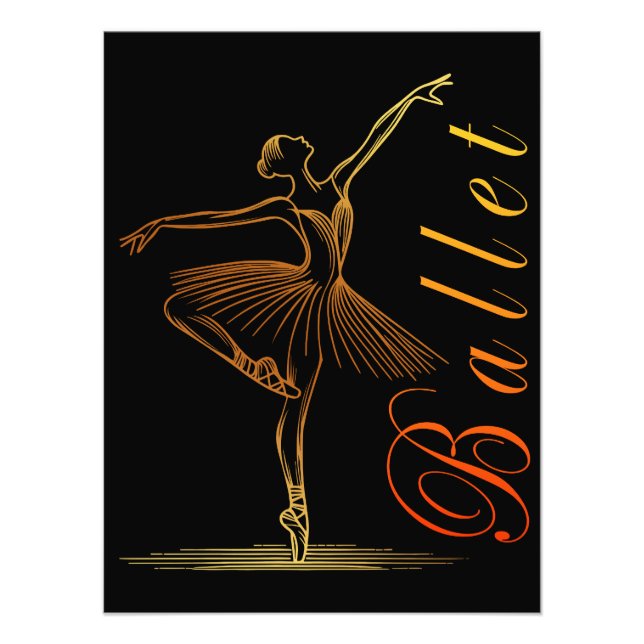 Elegant kontur för en Ballerina Performing Ballet Fototryck (Framsidan)