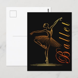 Elegant kontur för en Ballerina Performing Ballet Vykort