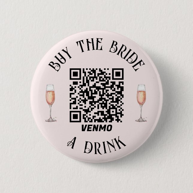 Elegant Köp BRUDEN en drink QR-knapp Knapp (Framsida)