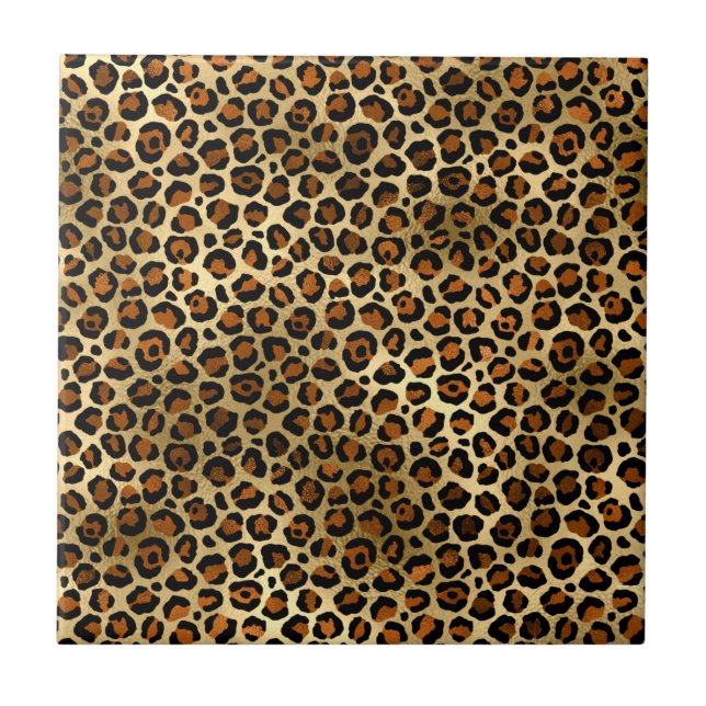 Elegant Koppar Guld Leopard Djurtryck Kakelplatta (Framsidan)