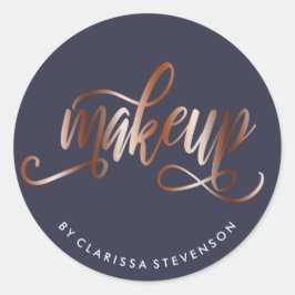 Elegant, koppar, guld och marin blåsmakeup-artist runt klistermärke