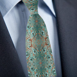 Elegant koppar- och turkos-minimal blom slips