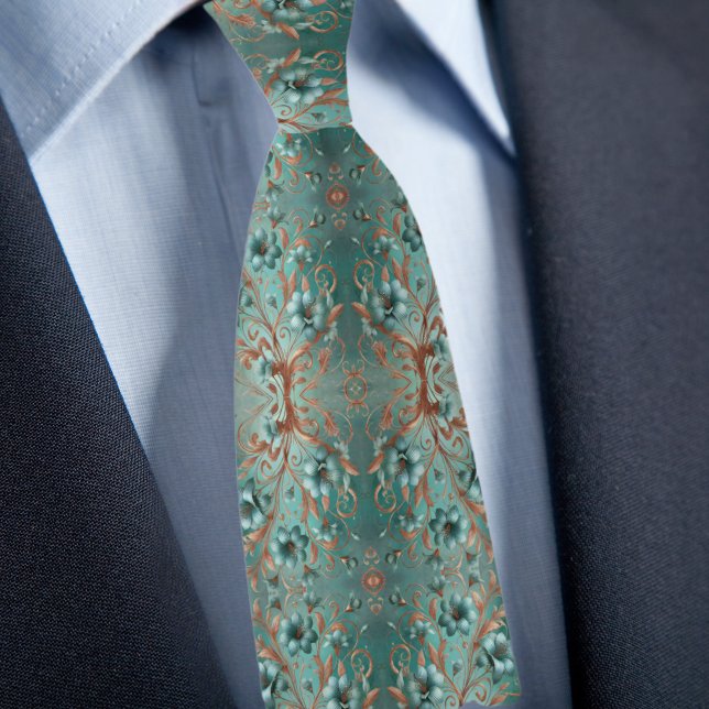 Elegant koppar och turkos minimalt flöde slips (Skapare uppladdad)