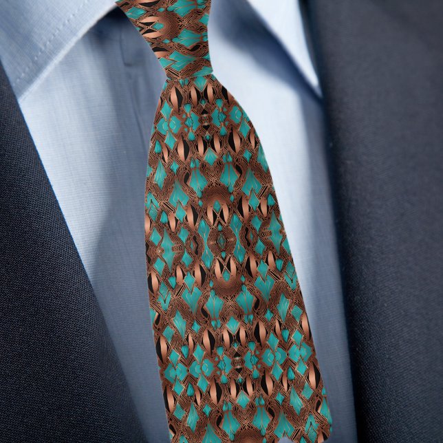 Elegant koppar och turkos Mönster Slips (Skapare uppladdad)