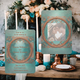 Elegant Koppar och turkos Spara datum