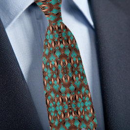 Elegant koppar- och turkosmönster slips