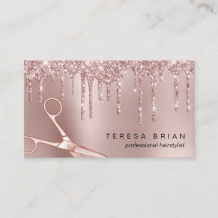 Elegant koppar ro guld glitter hårstylist visitkort