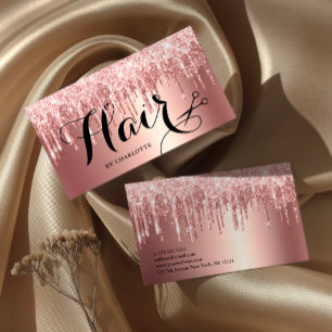 Elegant koppar ro guld glitter hårstylist visitkort