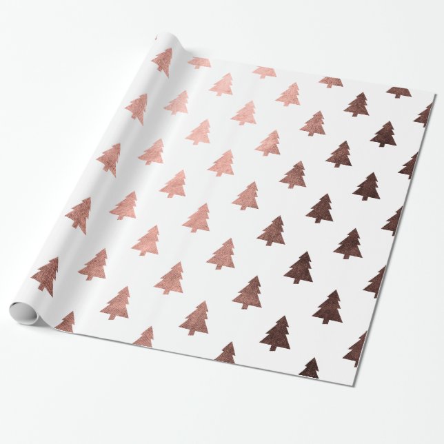 Elegant koppar ro guld Julgran mönster Presentpapper (Utrullad)