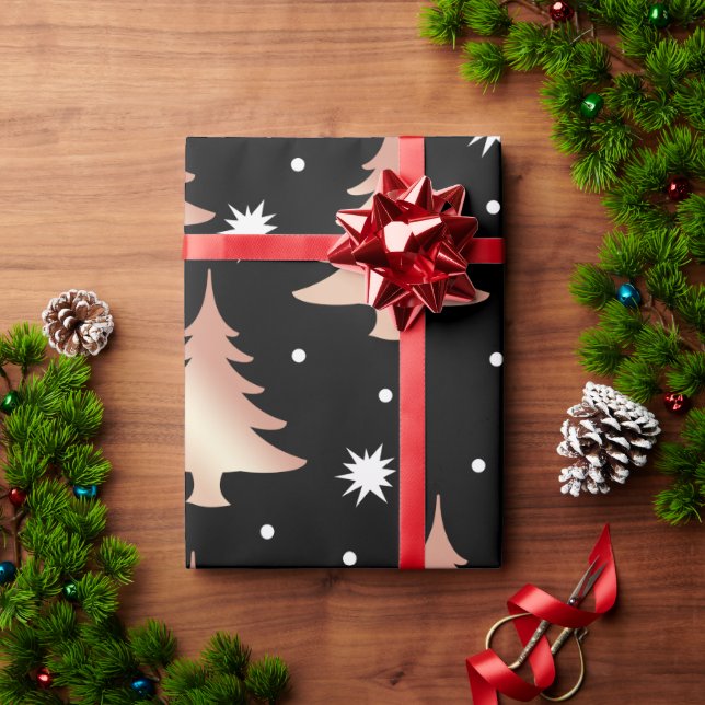 Elegant koppar ro guld Julgran mönster Presentpapper (Julgåva)