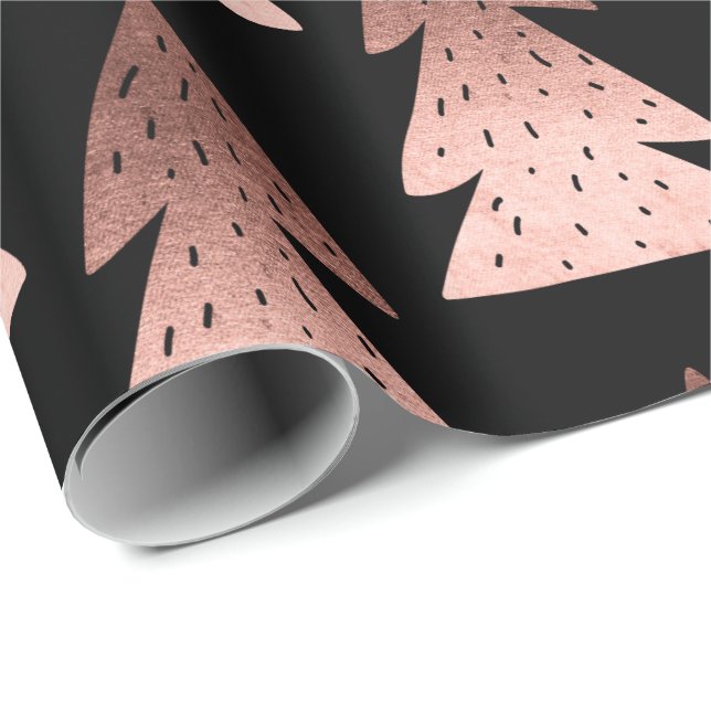 Elegant koppar ro guld Julgran mönster Presentpapper (Rullad Hörn)