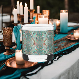 Elegant koppar turkos minimal blomster mönster