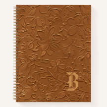 Elegant kopparblommig monogram spiralanteckningsbo