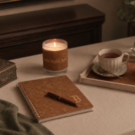 Elegant kopparblommig monogram spiralanteckningsbo