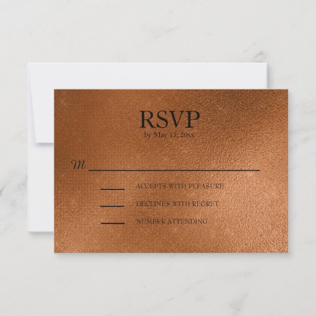 Elegant kopparbröllop RSVP OSA Kort (Framsida)