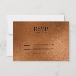 Elegant kopparbröllop RSVP OSA Kort