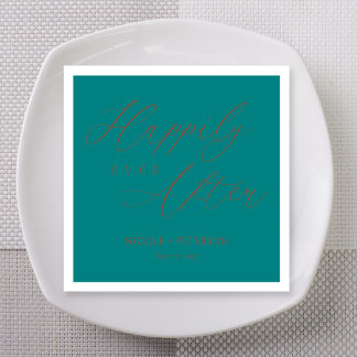Elegant kopparskrift Teal Bröllop Pappersservett