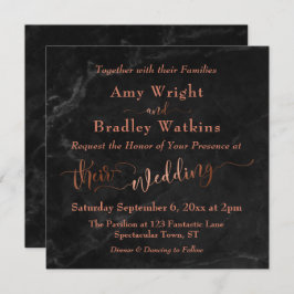 Elegant Kopparskript med svart marmor | BRÖLLOP Inbjudningar