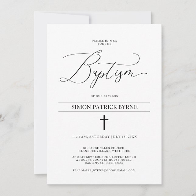 Elegant Kor Baptism Announcement Boy eller Girl Inbjudningar (Framsida)