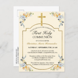 Elegant Kor Blommigt 1:a Heligan Communion Invit Inbjudan Vykort