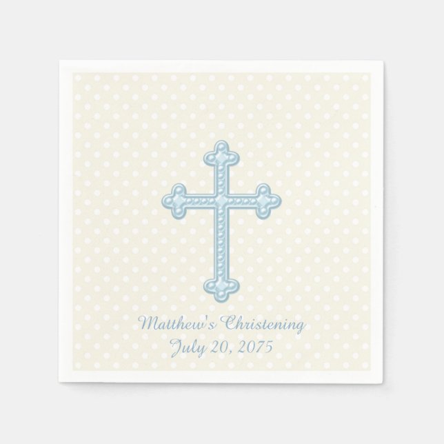Elegant Kor Blue Christening Pappersservett (Framsidan)