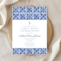 Elegant Kor Blue Tiles First Communion
