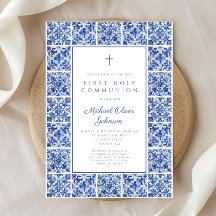 Elegant Kor Blue Tiles First Communion