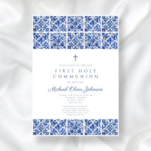 Elegant Kor Blue Tiles First Communion