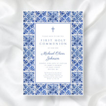 Elegant Kor Blue Tiles First Communion
