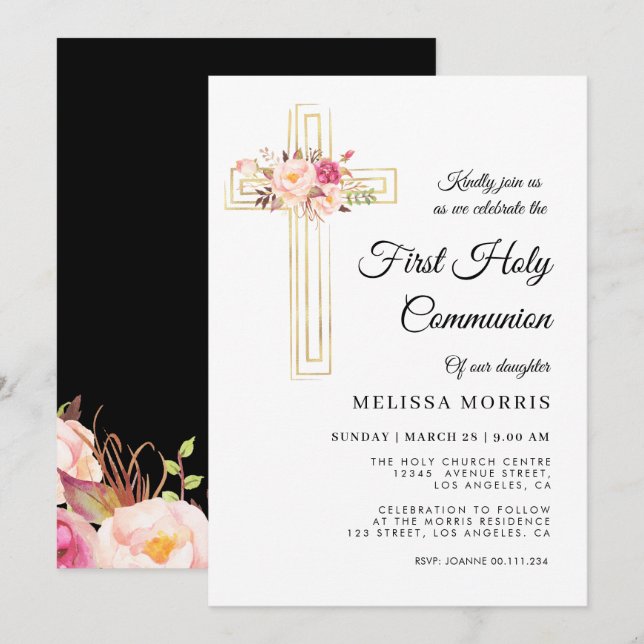 elegant kor, första heligans inbjudan (Fram/baksida)