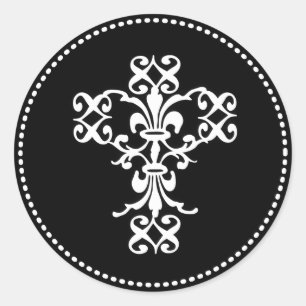 Elegant Kor i Svartvit Runt Klistermärke