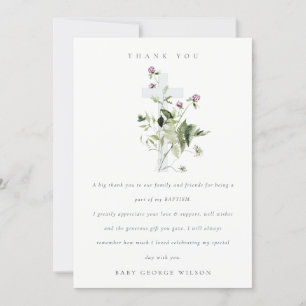Elegant Kor Lila Wildblomme Blommigt Baptism Tack Kort