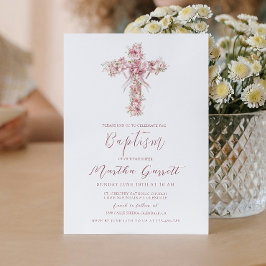 Elegant Kor och Rosa Flowers Girl Baptism Inbjudningar