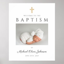 Elegant Kor Photo Boy Baptism Välkommen Poster