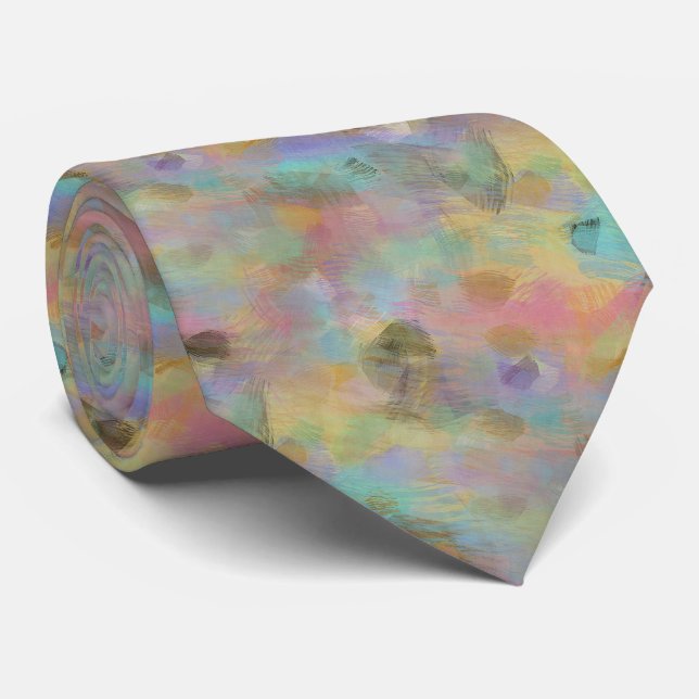 Elegant korall turkos blå violett rosa abstrakt ko slips (Rullad)