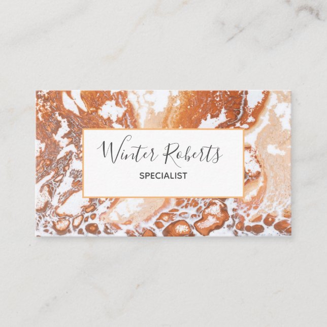 Elegant korall, vit marmor från ram professionell visitkort (Framsida)