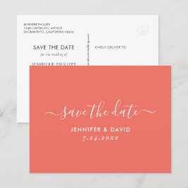 Elegant korallbröllop Save The Date Meddelande Vykort