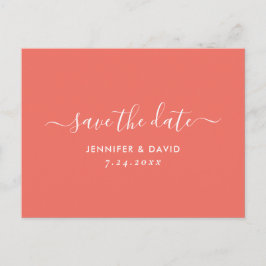 Elegant korallbröllop Save The Date Meddelande Vykort