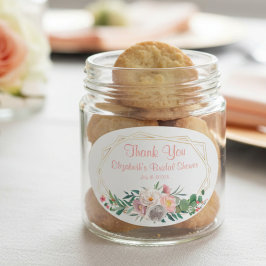 Elegant korallbröllopsdusch fyrkantig dekal ovalt klistermärke