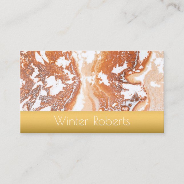 Elegant korallmarmor guld ram professionell visitkort (Framsida)