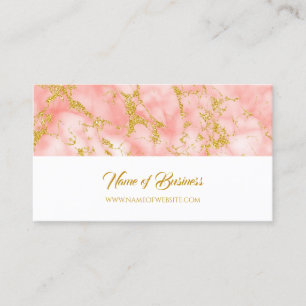 Elegant korallmarmor med Faux Guld Glitter Visitkort