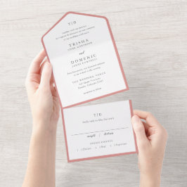 Elegant korallrosa monogram modern bröllop