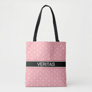 Elegant korallrosa & vit stjärnmönster tygkasse